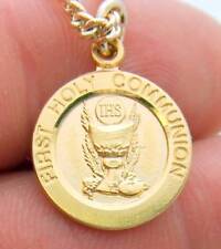 MRT 14K Gold on Sterling Silver First Holy Confirmation Medal w 18