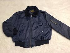 VTG Security Jacket Quilt Lined Timber King Made USA XXL Blue Faux Fur Collar picture