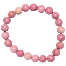 Premium CHARGED Rhodonite Crystal 8mm Stretchy Bracelet + Baby Selenite Heart picture