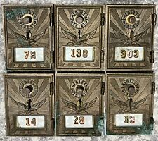 Lot Of 6 - Rare Vintage Eagle Small USPS Post Office Brass Box Door With Combo picture