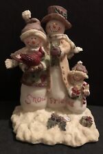 Adorable Snowman Family & Cardinal Holiday Christmas Collectible 7” Figure picture