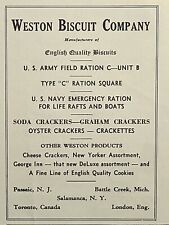 Weston Biscuit Company Army Navy Rations Passaic Salamanca Vintage Print Ad 1944 picture