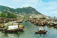 Hong Kong Floating People Typhoon Shelter Boats City China Chinese Postcard Vtg picture