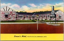 ABERDEEN, Ohio Postcard BROWN'S MOTEL Highway 68 Roadside / Chrome - 1952 Cancel picture