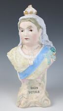 19th C. Antique Parian Bisque Queen Victoria Bust Figurine Porcelain Statue picture