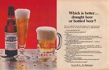 1966 Budweiser Beer TWO PAGE Print Ad Which Is Better Draught Or Bottled picture
