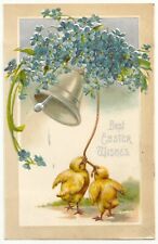 Easter 1900s Greetings Chicks Ribbon Forget-Me-Not 1909 Postcard Embossed VTG picture