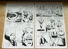 SINBAD #2 original art 2 PAGES DEFEAT GIANT SEA SERPENT 1001 arabian nights 1989 picture