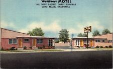 Linen Postcard Westerner Motel Pacific Coast Highway 101 Long Beach, California picture