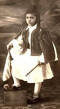 ADORABLE GREEK BOY : TRADITIONAL CLOTHING : GREEK FLAG : ALBANY, NEW YORK : RPPC picture