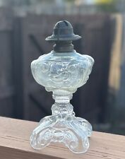Antique 1880's Original Riverside Massive Sewing Princess Feather Glass Oil Lamp picture