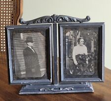Antique Wooden Double Swivel Picture Photo Frame Tabletop 10