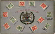 WWI Language of Stamps Philately Heraldic Symbol Insignia Vintage Postcard picture