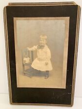 Antique Matted Photo Young Boy In Dress With Steiff Teddy Bear Clarksburg W VA picture