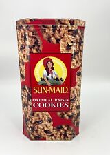 10” Extra Tall Sun-Maid Oatmeal Raisin Cookies Collectible Metal Tin By NATCO picture