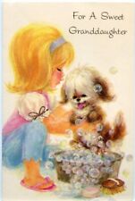 Vtg Hallmark Happy Birthday Card Sweet Granddaughter Puppy Doggone Used 1960s picture