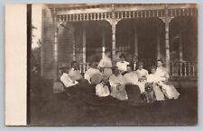 Postcard MO Palmyra RPPC Family Picture Front Yard Ladies Fans Dog c1907 J4 picture