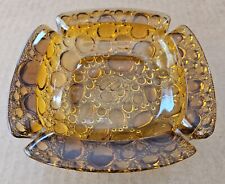 Vintage Mid Century Modern Amber Art Glass Bubble Ashtray 6