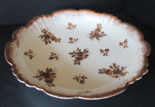 Antique vintage Limoges hand painted porcelain bowl brown floral relief gold 9