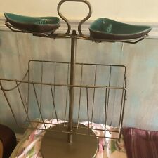 Vintage 50s Metal & Calf. Pottery Magazine Rack / Ash Tray Mid Century MCM picture