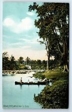 Vintage Postcard Whitcher's Falls Bridge Canoe Dover New Hampshire NH  picture
