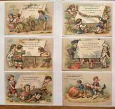 6 VICTORIAN TRADE CARDS HEALEY’S CANDY BOSTON MASSACHUSETTS KIDS PLAYING picture