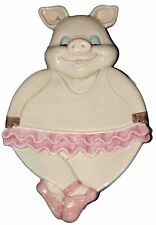 Vintage Ceramic Hand Painted Pink Ballerina Pig Spoon Rest Fun picture