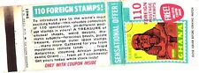 110 Foreign Stamps, Sensational Offer Free Coupon, Vintage Matchbook Cover picture