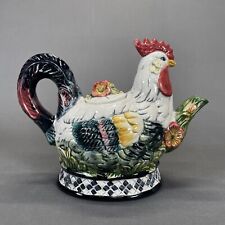 Vintage CBK Ltd. Ceramic Rooster Tea Pot Kitchen Farmhouse 1998 Tile Accent picture