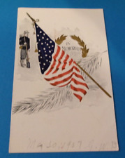 ANTIQUE PATRIOTIC AMERICANA POSTCARD FLAG COLORFUL SCRAPBOOK MEMORIAL DAY picture