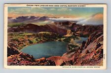 Beartooth Highway MT-Montana Twin Lakes & Rock Creek Canyon Vintage Postcard picture