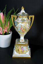 Antique marked Small Porcelain victorian scene Vase floral  picture