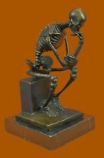 Rodin`s Thinking Man The Thinker Skeleton Skull Bones Statue Sculpture Art Decor picture