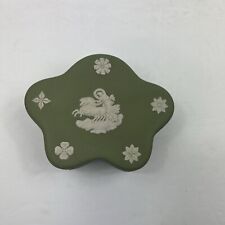 Vintage Wedgwood Jasperware White on Green Sage Porcelain Trinket Box picture