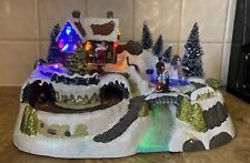 2008 Avon Skigloo Lighted Animated WORKS Santa Ice Skaters Train Music picture