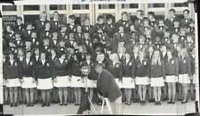 1975 Press Photo FFA members posing in their uniforms outside Music Hall picture