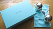 TIFFANY & CO STERLING SILVER BARBELL BABY RATTLE WITH ORIGINAL BOX & POUCH picture