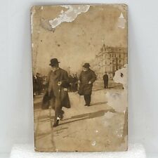 Vintage RPPC Bearded Men In Derby Hats Police Officer Real Photo Postcard picture