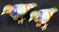Pair of Brightly Colored Well Detailed Cloisonné Bird Figurines picture