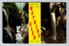 Watkins Glen NY-New York General Banner Greetings Waterfalls Vintage Postcard picture