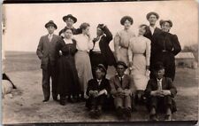 RPPC Happy Group People Outside Seated Standing c1910s photo postcard FQ4 picture