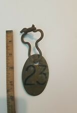 Vintage Brass Cattle Cow Dairy Tag #23 Double Sided picture