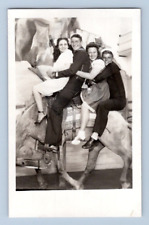 RPPC 1940'S. GIRLS & SAILORS ON DONKEY. POSTCARD MM27 picture