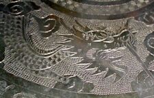 SIGNED BY ARTIST ANTIQUE HAND ENGRAVED CHINESE JAPANESE ASIAN DRAGON ASHTRAY picture