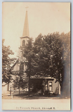 Akron NY RPPC St Theresa's Church c1905 UDB Unknown Publisher Sailboat Logo picture