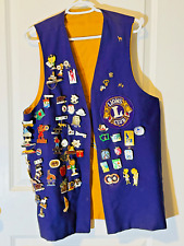 Vintage Lions Club Mens Vest Idaho Patch and 60+ Pins 1970s-Present picture