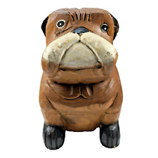 Vintage Wood Hand-Carved Dog Bulldog  8