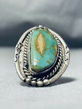 FABULOUS VINTAGE NAVAJO ROYSTON TURQUOISE STERLING SILVER RING picture