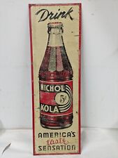 Vintage Nichol Kola vertical soda sign - 1936 Parker Advertising  picture