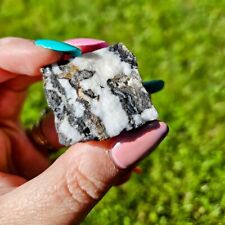 Zebra Calcite Layered Banded Stone Crystal Natural Raw Black And White ~1.5 In picture